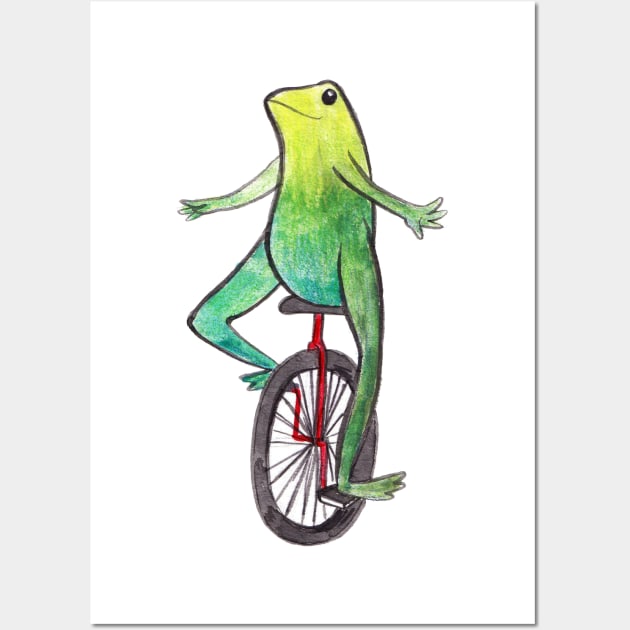 Dat Boi Watercolor Unicycle Frog Wall Art by saradaboru